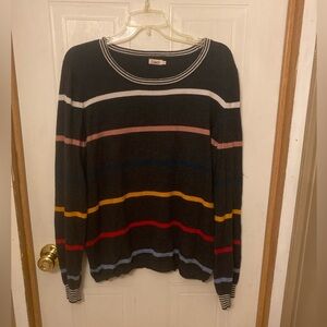 Faherty Cashmere Blend Crewneck Sweater with Multicolor Stripes Size L
